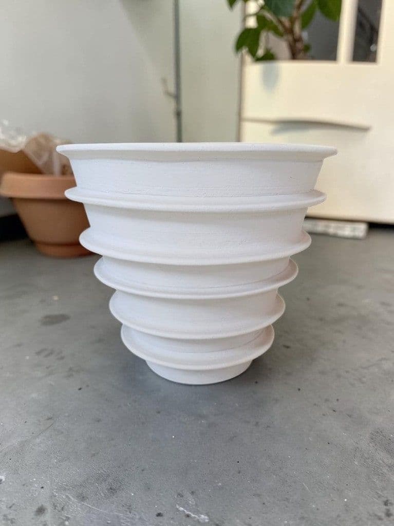 White Ribbed Flower Pot